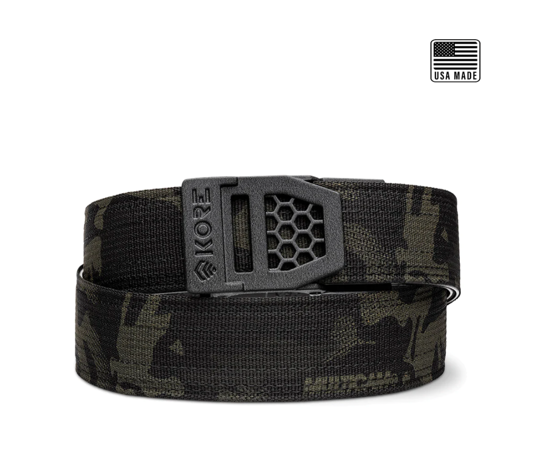 USA Multicam Black Tactical Gun Belt 1.5" X6 Black Buckle KORE