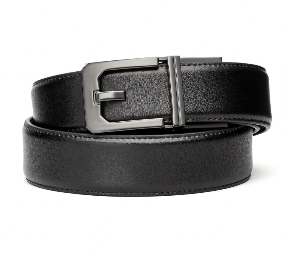 Black Leather Gun Belt X3 Buckle (Nickel Free)  24-44"
