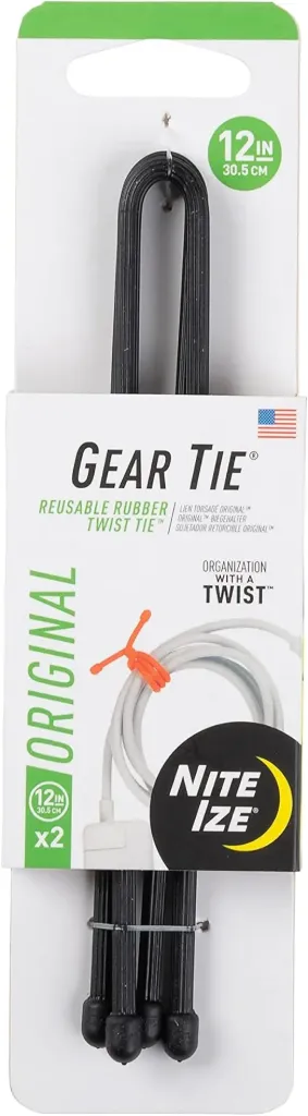 Gear Tie Reusable Rubber Twist Tie™ 12 in. - 2 Pack - (Black)