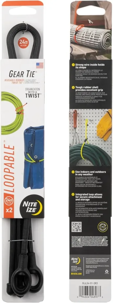 Gear Tie® Reusable Rubber Twist Tie™ 24 in. - 2 Pack  (Black)