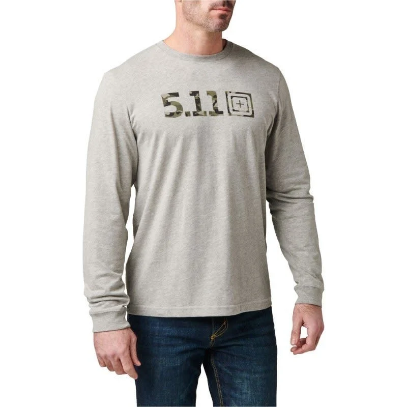 [76175-016-S-] Camo Logo Fill Long Sleeve Tee (Heather Grey) Medium (S)
