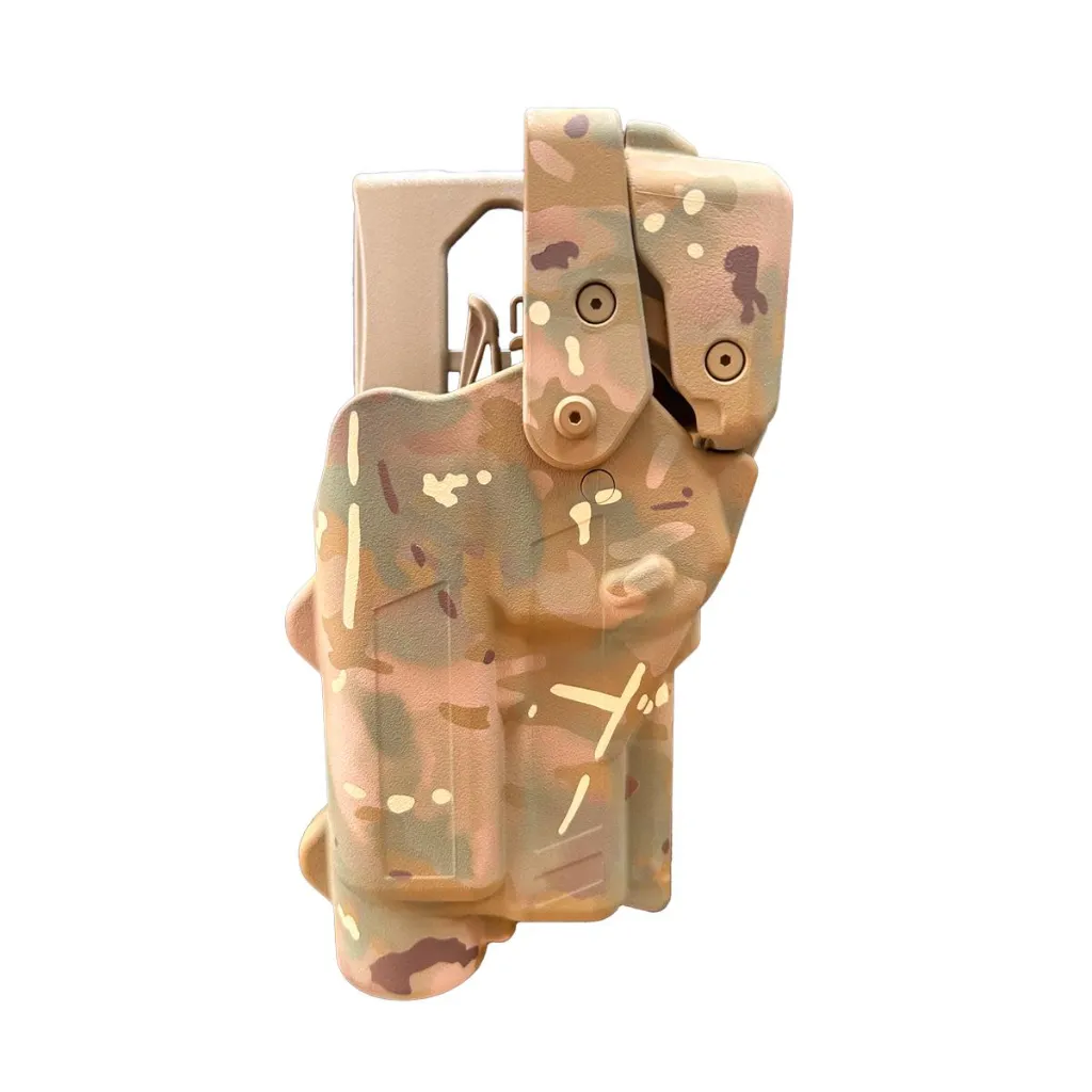 [R3-M-0057-MC-LH-LL-A0-B] Rapid Force Level III Duty Holster for Glock 17/19/45 MOS - Mid Ride Belt Slide - Large Light (Multicam) (Linkerhand)