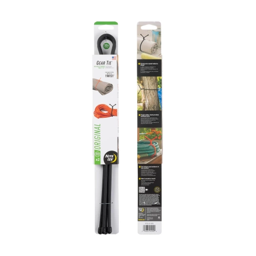 Nite Ize Gear Tie Reusable Rubber Twist Tie 32Inch - 2 Pack (Black)