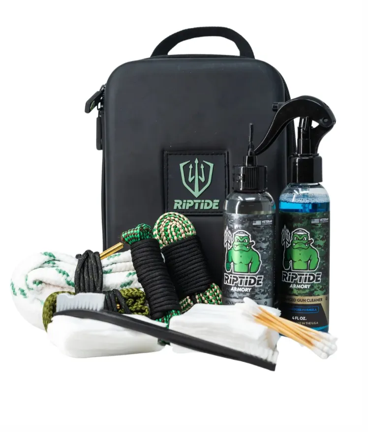 Ultimate Gun Cleaning Kit - Leather Case - Cleaner/CLP - Riptide Armory